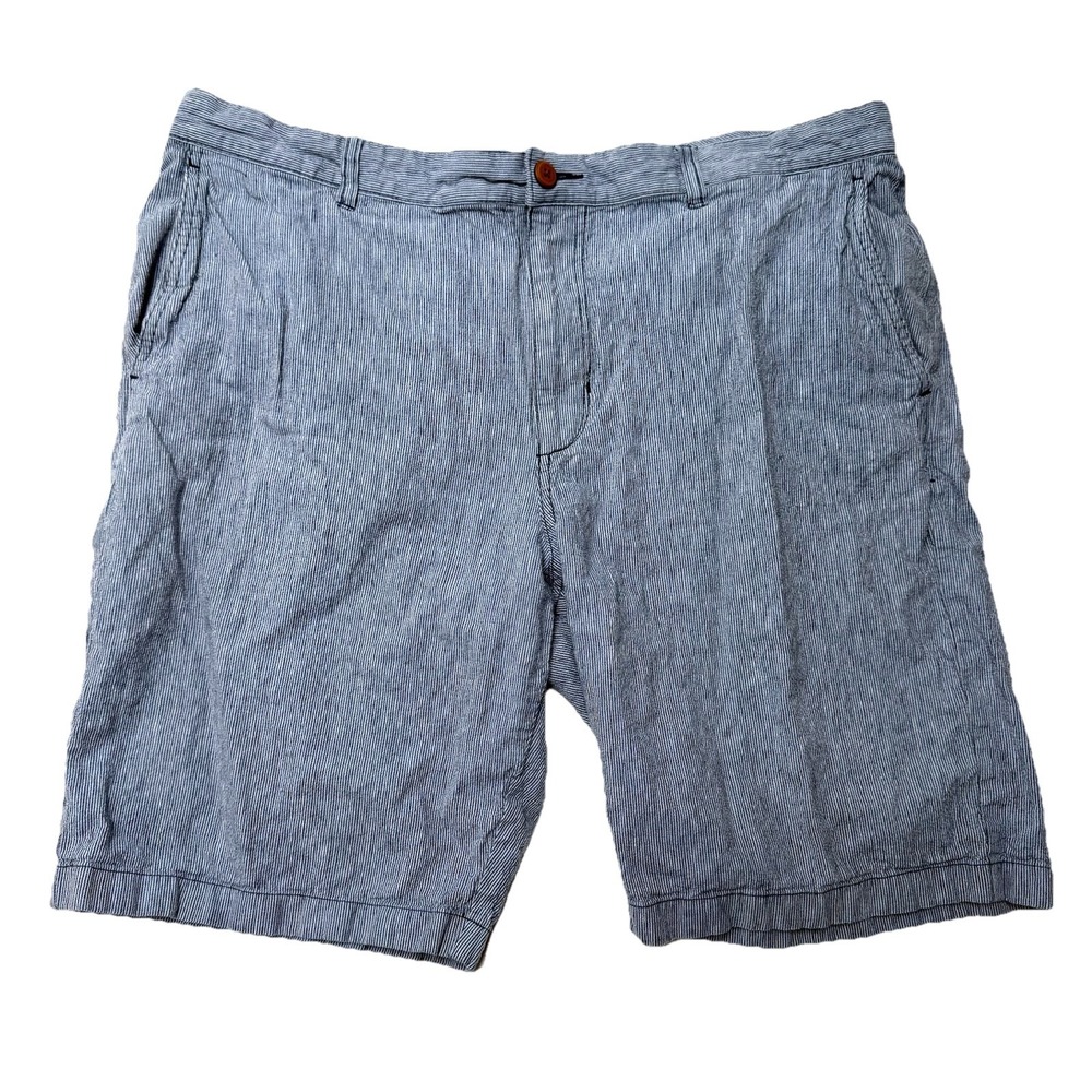 Tommy Bahamas Shorts Mens 40 Linen Seersucker Cotton Chino‎ Blue Striped Golf